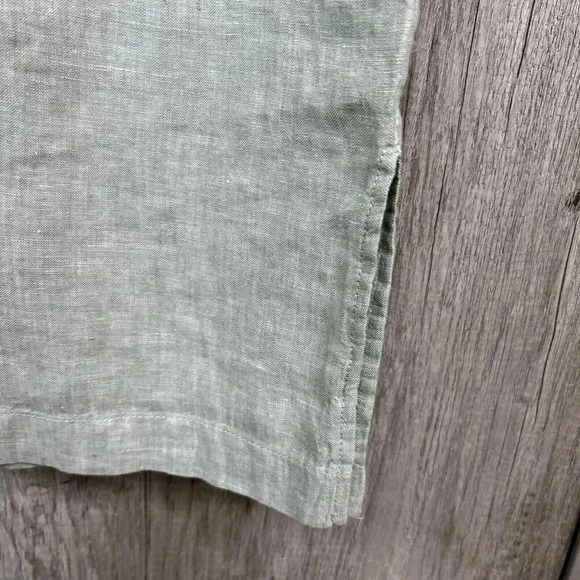 Tahari Shirt Dress Linen Button Down Short Sleeves Collared Sage Color Sz S - Picture 5 of 8